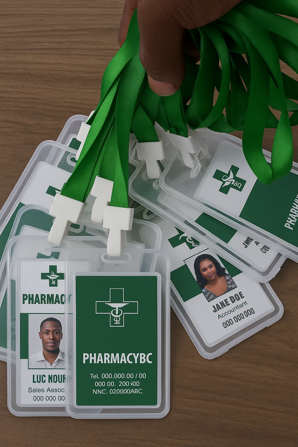 Image du projet Cartes Professionnelles - Pharmacie - Création de cartes professionnelles PVC pour le personnel d'une pharmacie. Design personnalisé et impression haute qualité pour usage quotidien.